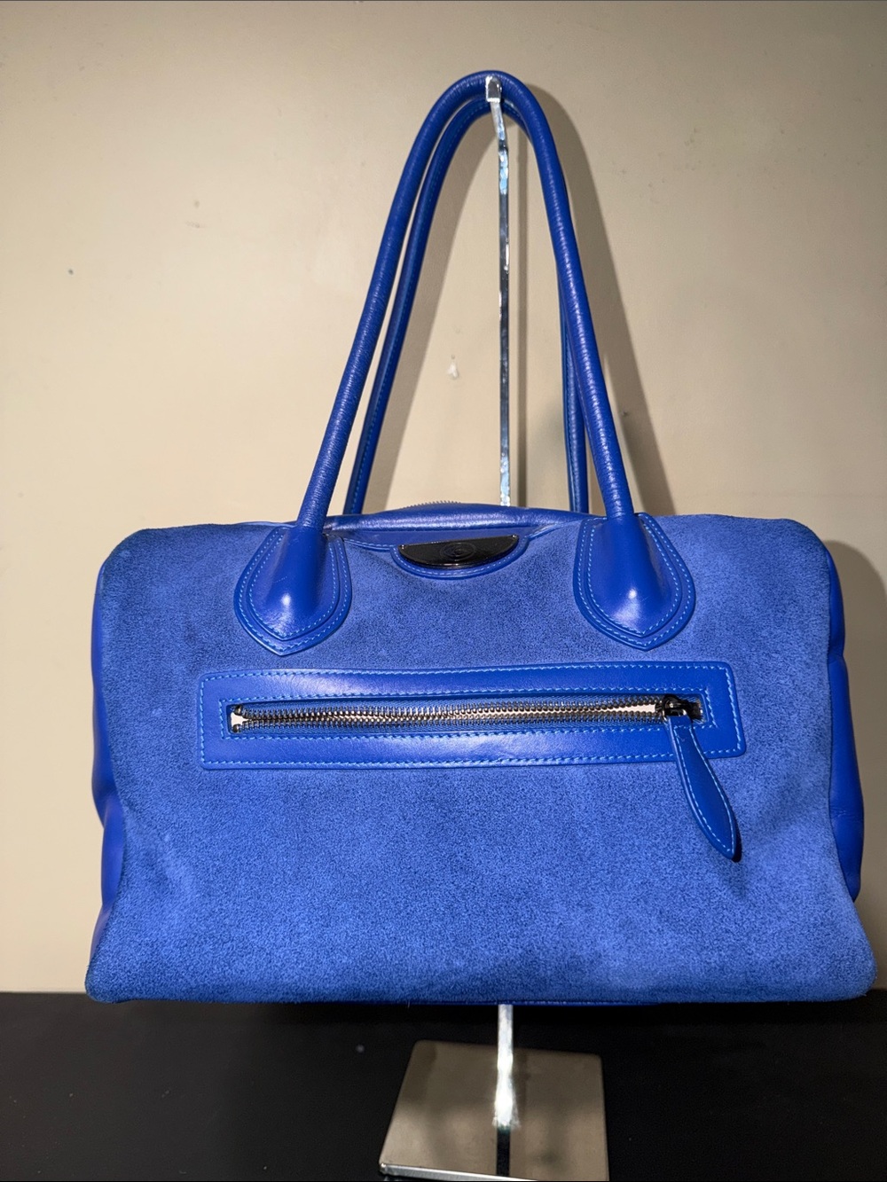 6 Pack Fitness Blue Suede Tote Lunch/Handbag - Women Bags